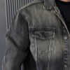 کت جین وارداتی کد 12454 رنگ ذغالی شست دیزلی سایز L