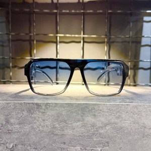 عینک برند HUGO BOSS فریم کائوچویی مشکی / شیشه آبی کد HB615