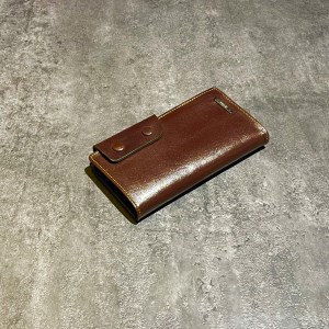 کیف پول کتی چرم طبیعی برند ROMA مدل دو دکمه رنگ قهوه ای سوخته کد 17391