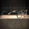 عینک CHROME HEARTS فریم کائوچویی مشکی طلایی/ شیشه بلوکات سفید کد 7021