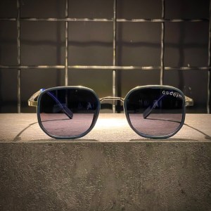 عینک GUCCI فریم فلزی سیلور سورمه ای / شیشه دودی کد 9804